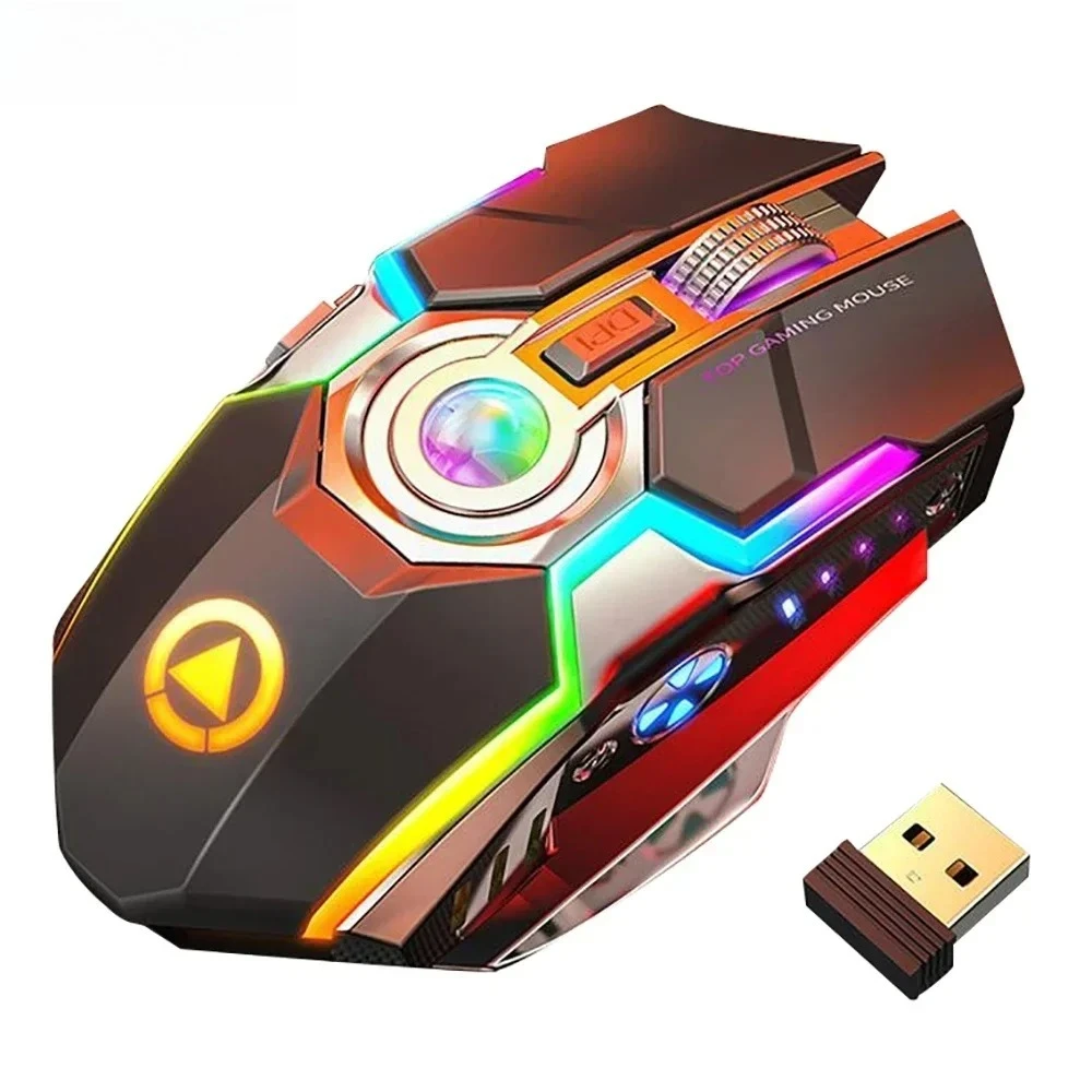 ماوس ألعاب لاسلكي، قابل لإعادة الشحن، إضاءة خلفية مريحة RGB، ماوس كمبيوتر، صامت 7 أزرار، مناسب للكمبيوتر الشخصي والألعاب، Dota 2