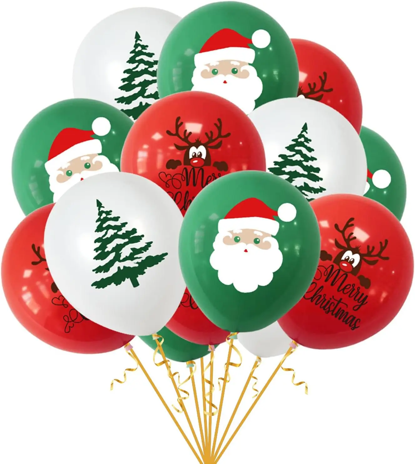 10/30PCS 12 inch Christmas themed Elk Elderly Tree Latex Party Decorative Balloons (4 per color)