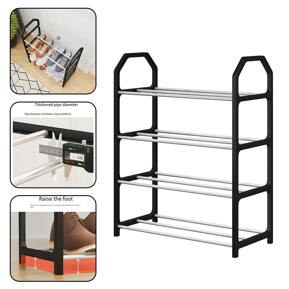 

Vertical Shoe Rack Sturdy Metal Construction Black Finish Space saving Design Large Shoe Storage Capacity Easy Assembly