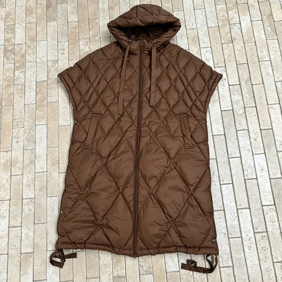 2026 Autumn and Winter New Women's Down Vest Hooded Long Oversized Vest