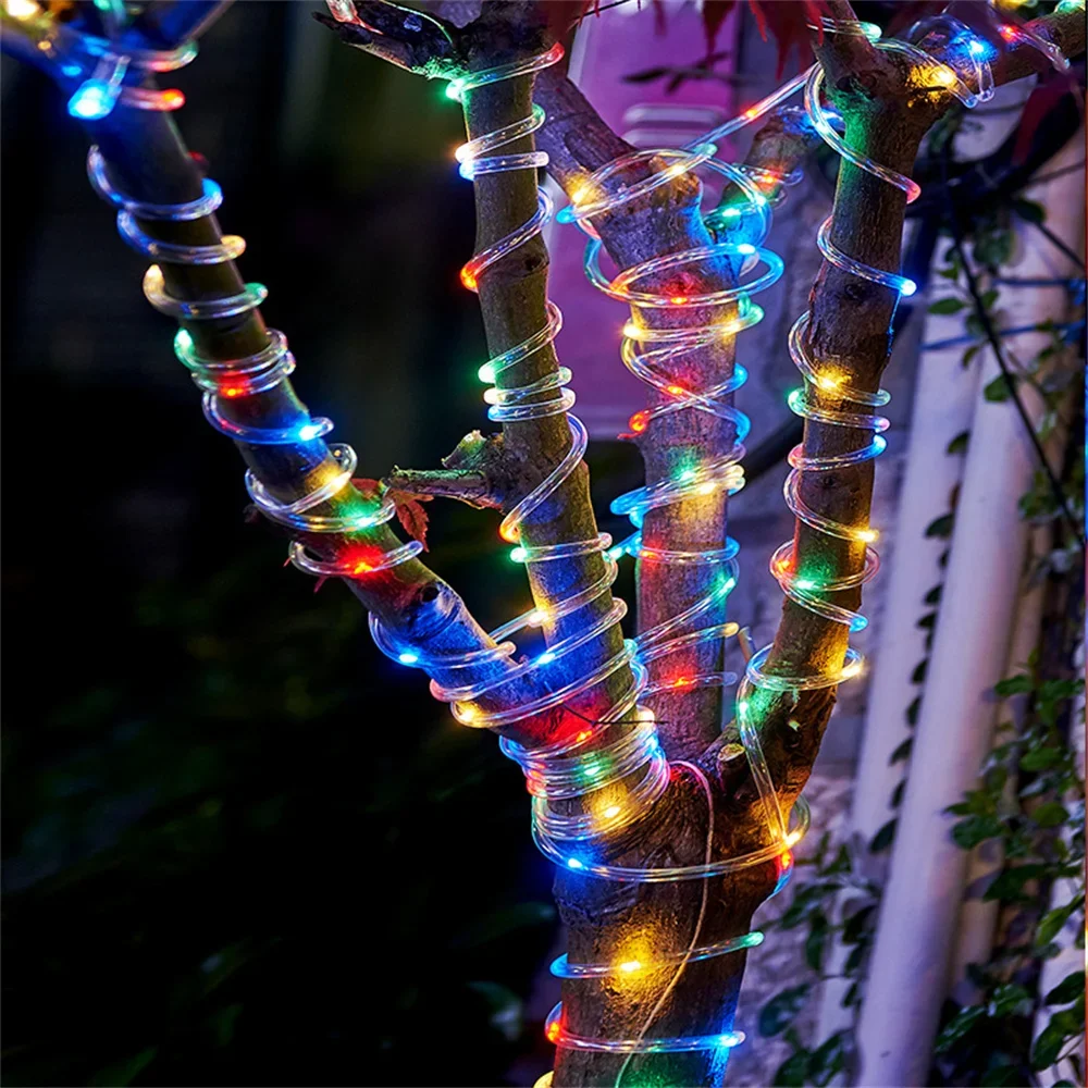 10/20/30M LED Rope Light Battery Operated Copper Wire Tube String Light 8 Modes with Remote Fairy Light for Xmas Wedding Decor
