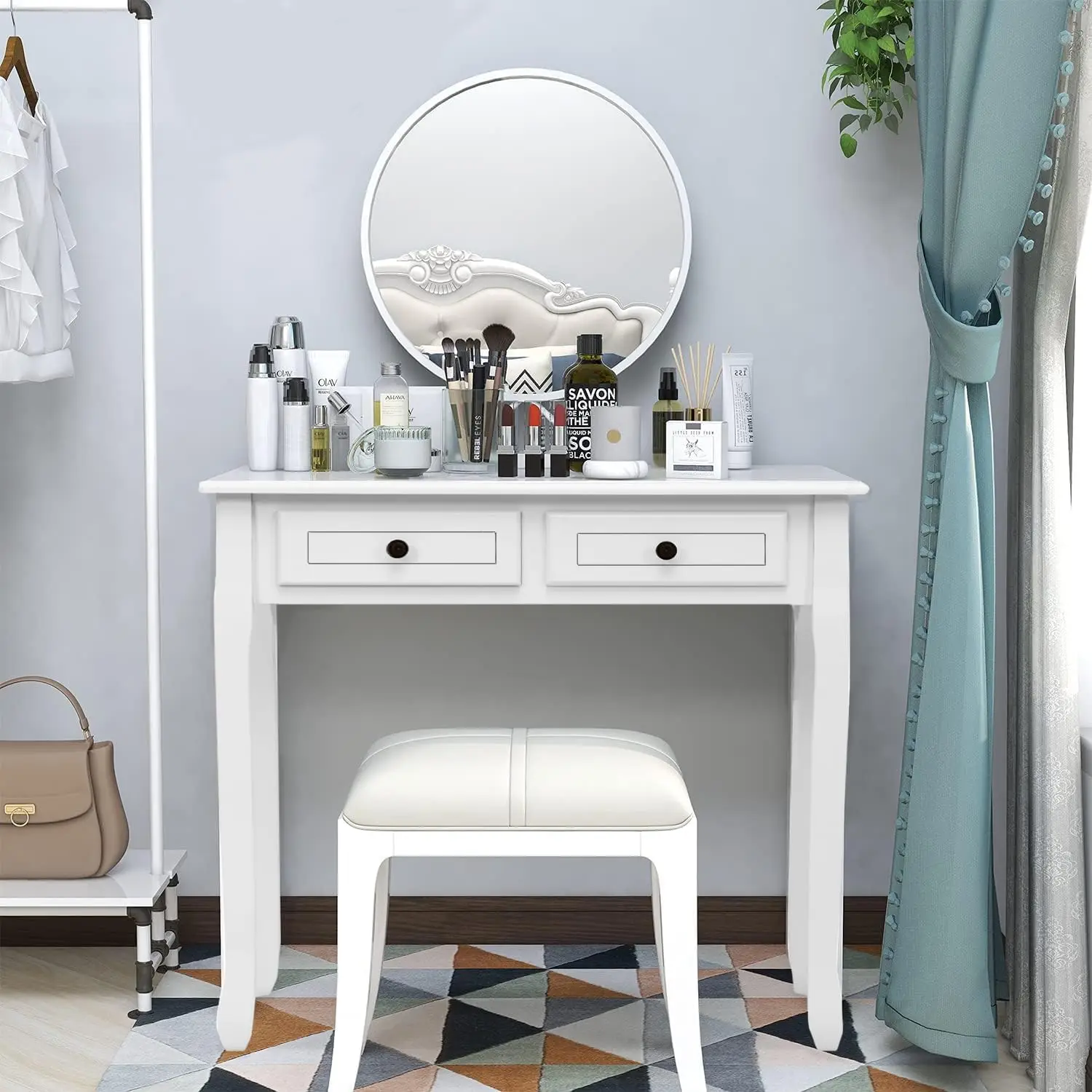 White Writing Desk with Hutch 32