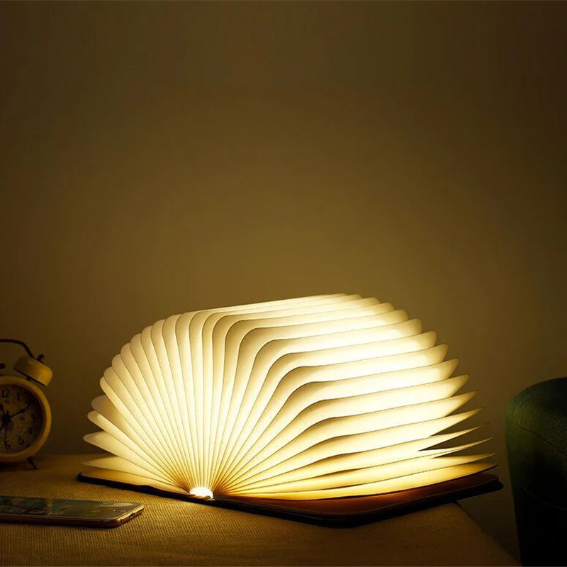 LED Wooden Book Lamp Creative USB Foldable Reading Light Children Birthday Holiday Gift Bedroom Bedside Decoration Night Light