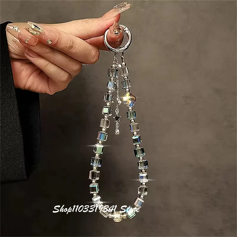 

Хрустальная кисточка со звездой, прозрачный браслет из бисера для iPhone, ремешок для телефона, подвесная цепочка, ремешок для телефона, брелок, подвеска для наушников, аксессуары