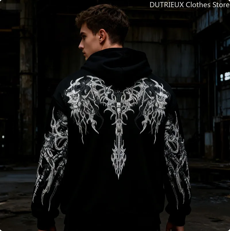 المتضخم فضفاض مريح البلوز قميص الشتاء الخريف معزول الرجال هوديي أنيق عصري الشارع كيب قميص رياضي #1