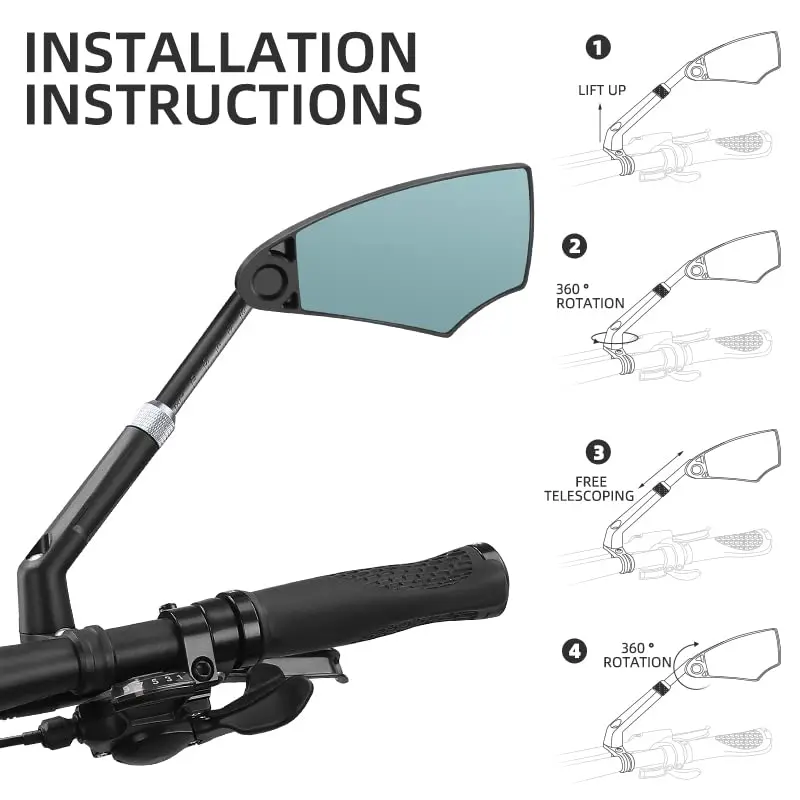 Fietsspiegel Stuur Achteruitkijkspiegel Anti-glare Scooterspiegel Fietsaccessoires Bekijk breed bereik Back Sight Reflecteren