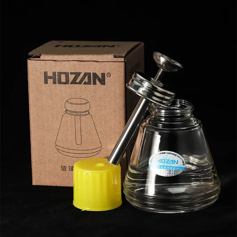 HOZAN Press Type Glass Alcohol Empty Bottle with Copper Core Anti-corrosion and Anti-Static Solution Dispenser Cleaning Bottle