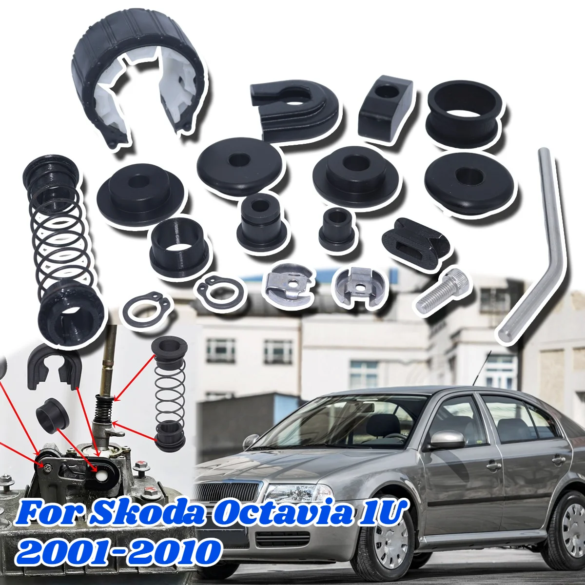 

Complete Shifter Bushing Kit Gearbox Shifter Lever Selector linkage End Replacement Repair For Skoda Octavia 1U 2001 2002-2010