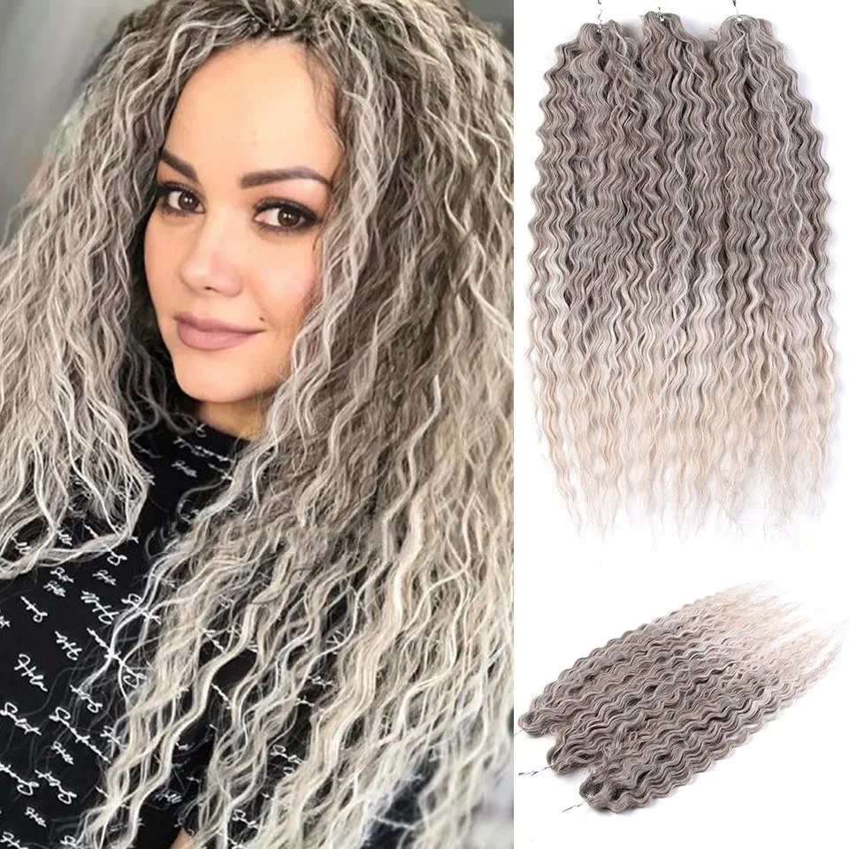 FREEDOM Ariel Curl Synthetisches Twist-Häkelhaar 22 Zoll Wasserwellen-Flechthaarverlängerungen Ombre Blond Regenbogen Buntes Haar – Detail 13