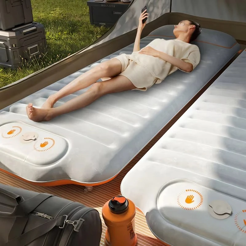 

203X137X12cm Foldable Camping Air Mattress Press Type Inflatable Air Bed Portable Sleeping Pad Outdoor Big Size