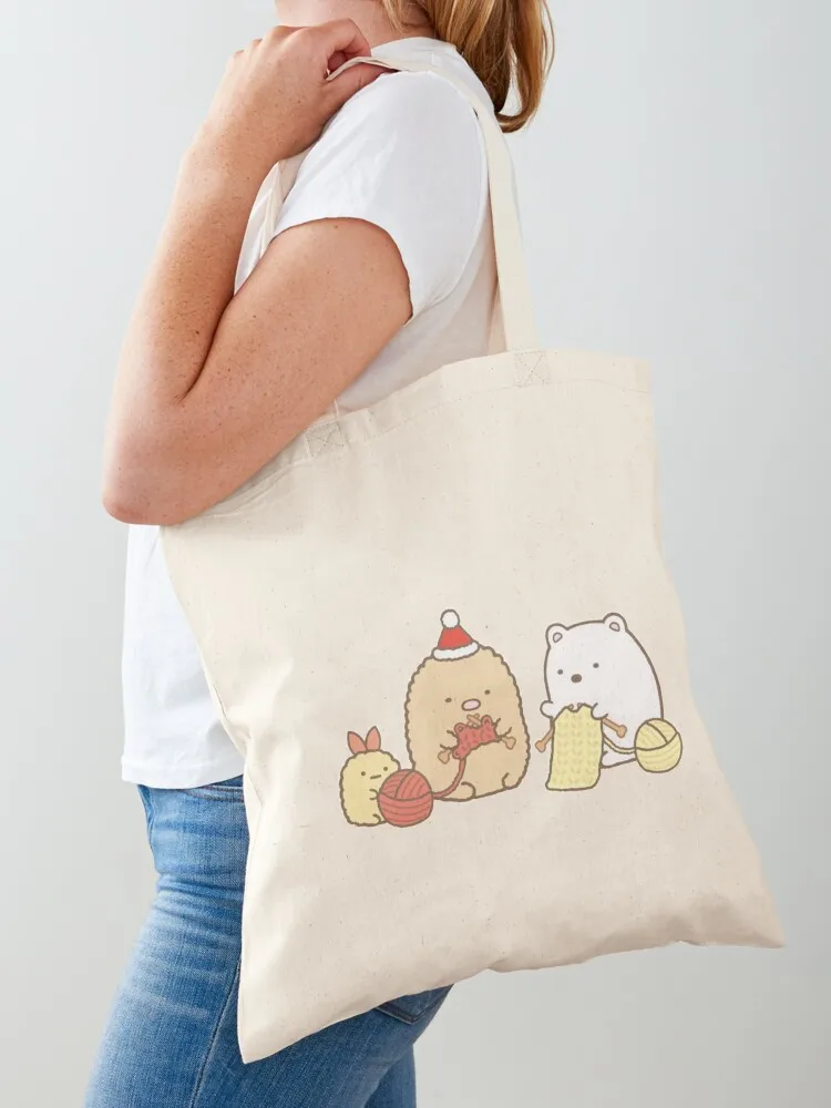 Christmas Knitting Inspired Sumikko Gurashi Graphic Tote Bag Canvas bag for women Women's tote bag