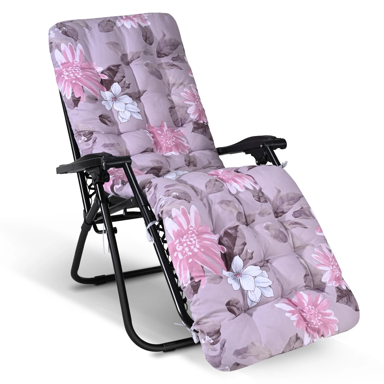 Coussin de chaise longue inclinable 170x53cm, garnissage en fibres creuses, structure cylindrique adaptable, idéal pour le jardin, la plage ou le camping. Coussin décoratif d'extérieur idéal.
