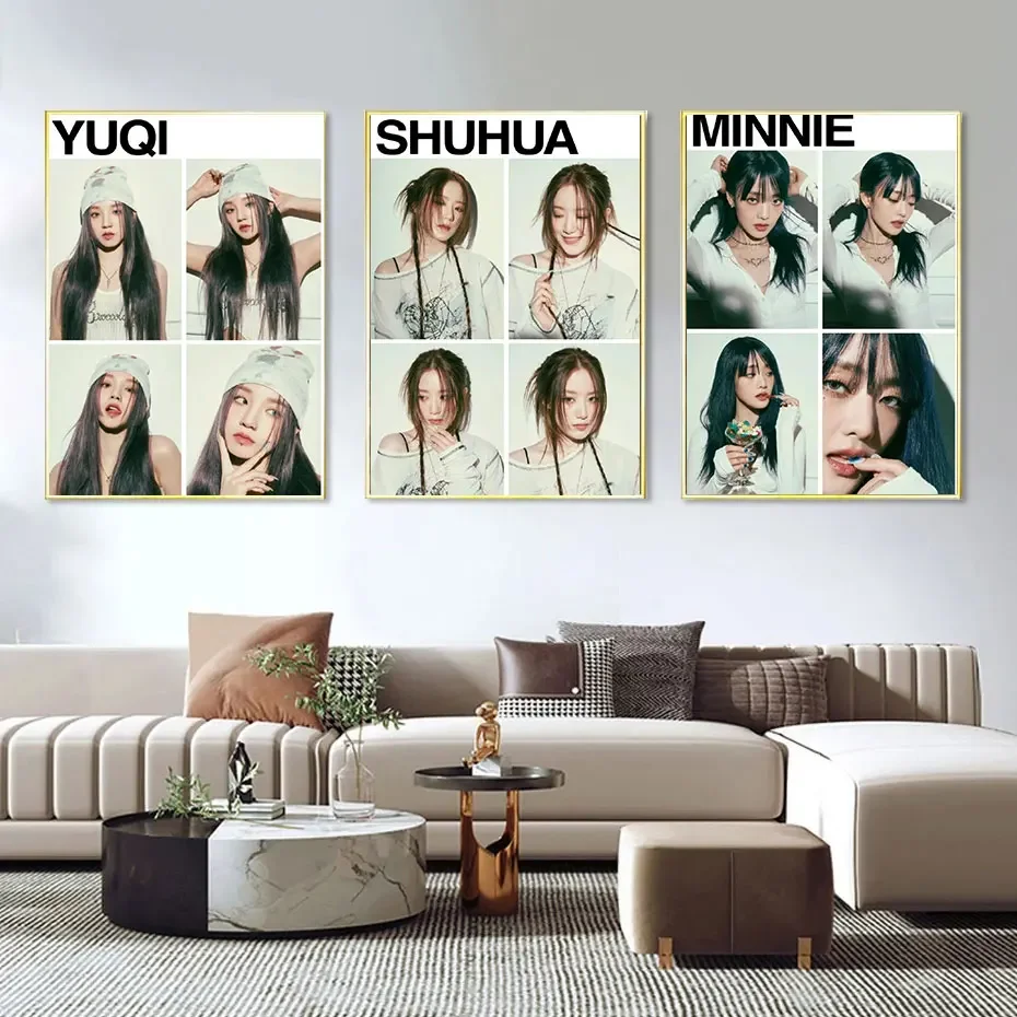 Kpop GIDLE (G)I-DLE Girls Art Posters Stage Album Nxde queencard Canvas Painting Wall Prints Pictures Living Room Home Decor