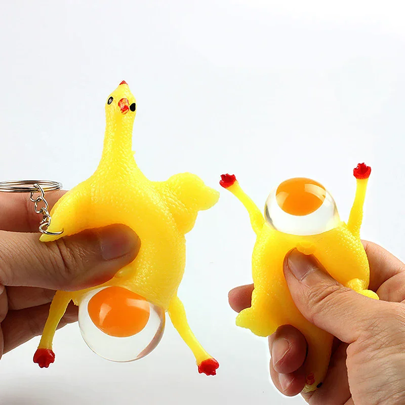 Creative Funny Squeeze Egg Chicken Toy Keychain Decompression Antistress Toy For Children Spoof Tricky Gadgets Toy Kids Gift