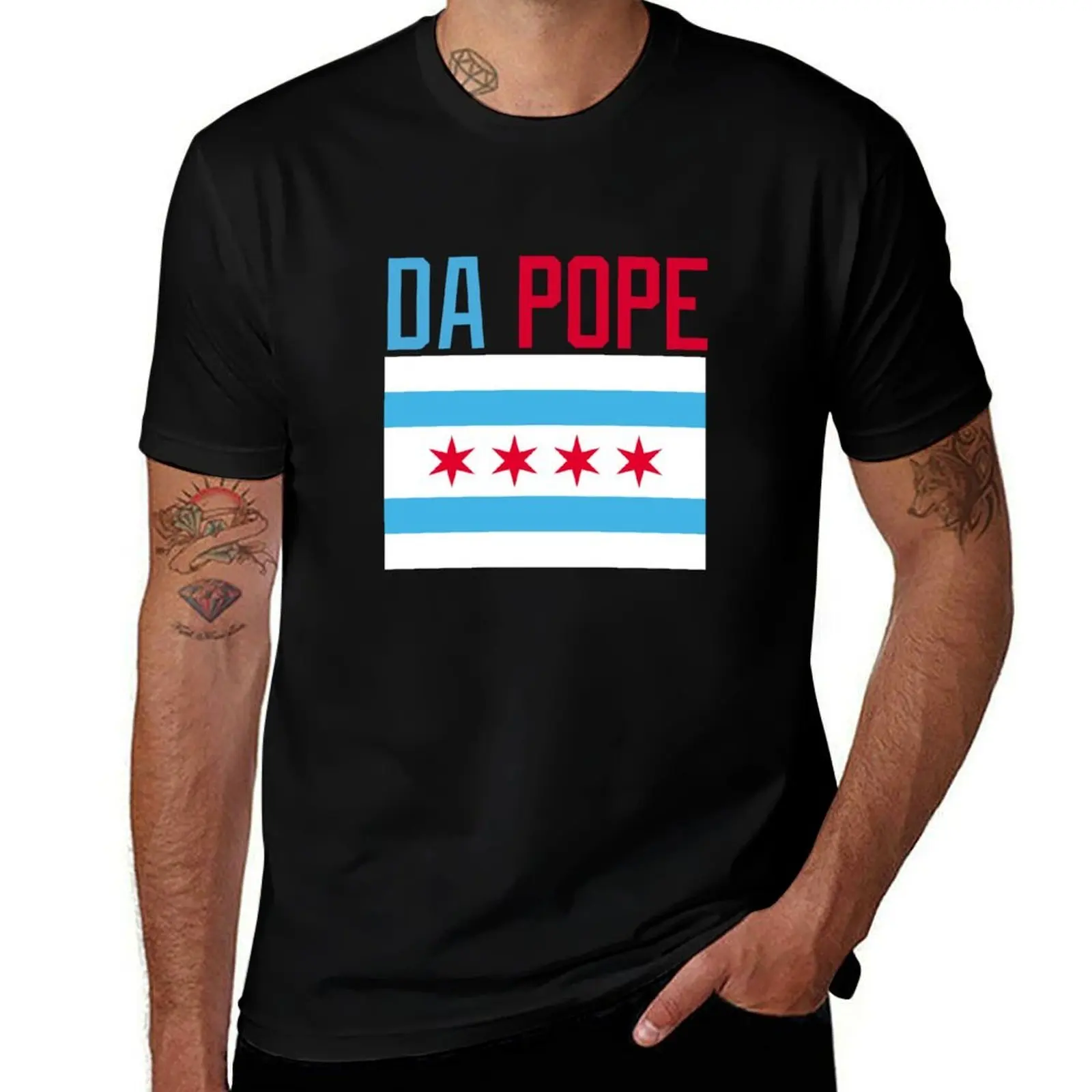 

Da Pope Chicago flag cubs colors T-Shirt Trend Art Print T-Shirt