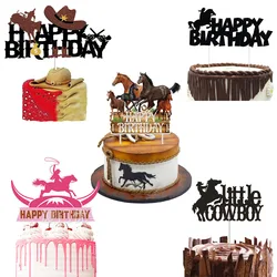 Cowboy Cake Toppers Happy Birthday Cake Decoration Horse Racing Theme Cake Decoartions Boys Girls Birthday Baby Shower Supplies