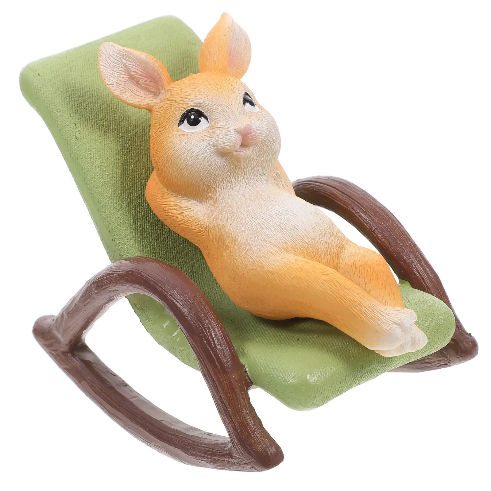 Resin Decoration Outdoor Garden Statue Realistic Lying Bunny Figurine Easy Maintenance Versatile Placement