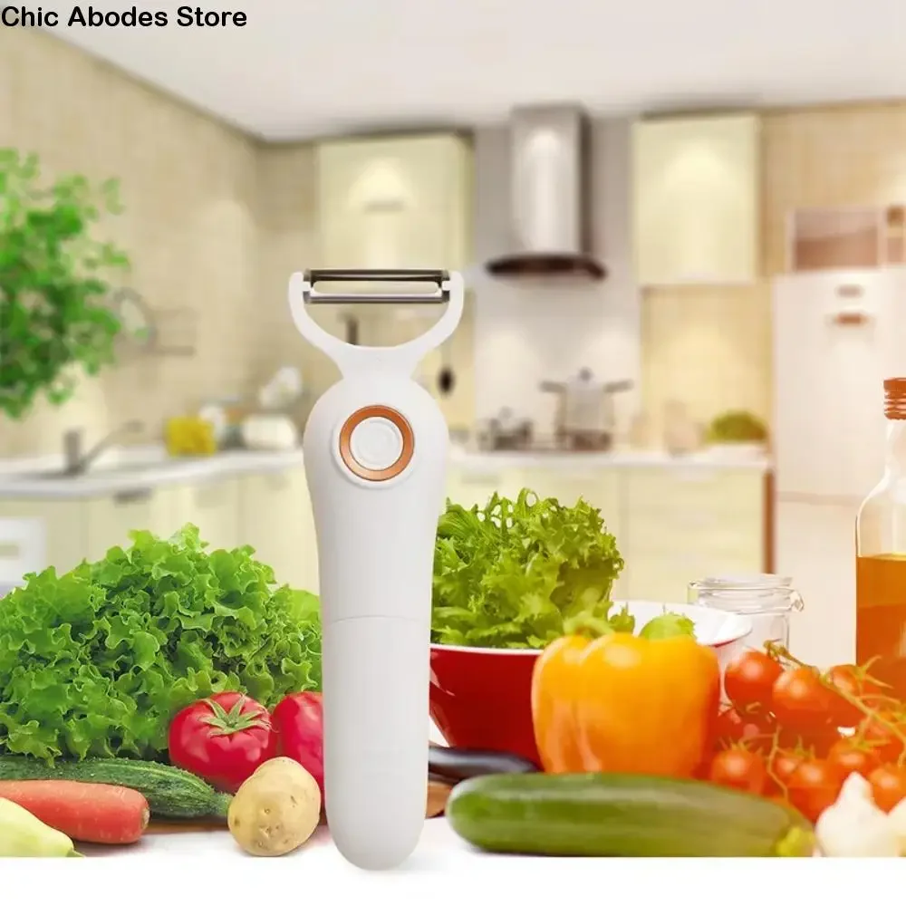 

Rechargeable Electric Vegetable Peeler Handheld Cordless Peeling Machines with 3 Cutter Heads USB Charging Vegetable Slicer
