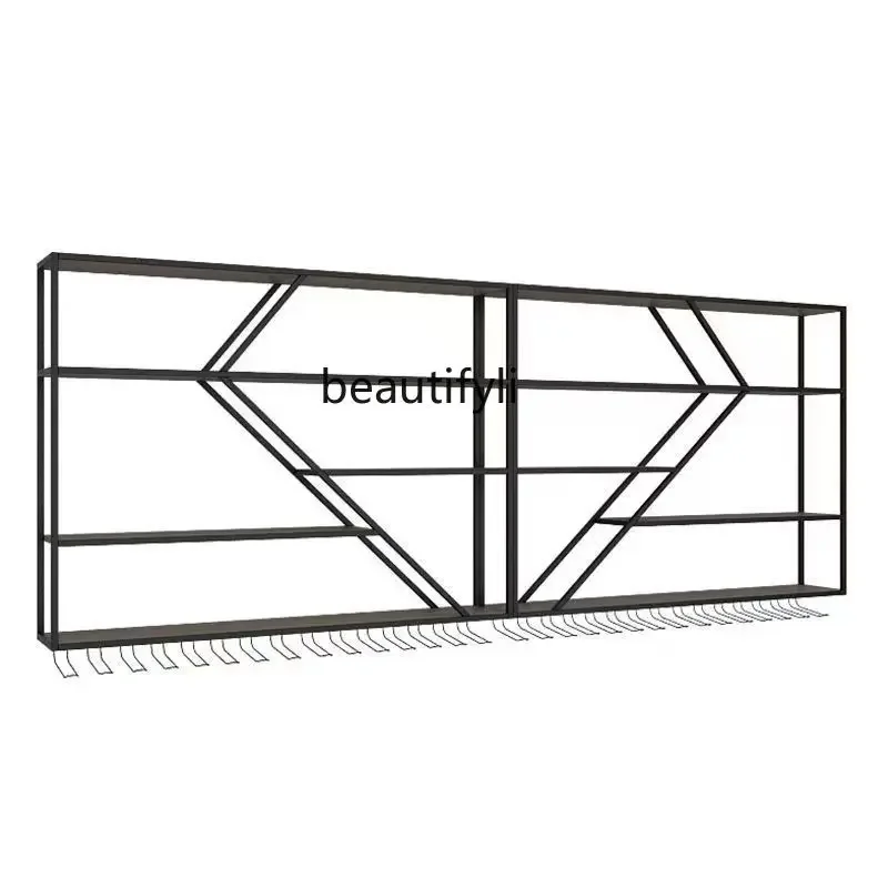 

Creative wall-mounted red wine shelf-mounted wrought iron display stand Restaurant Baijiu cabinet Bar counter