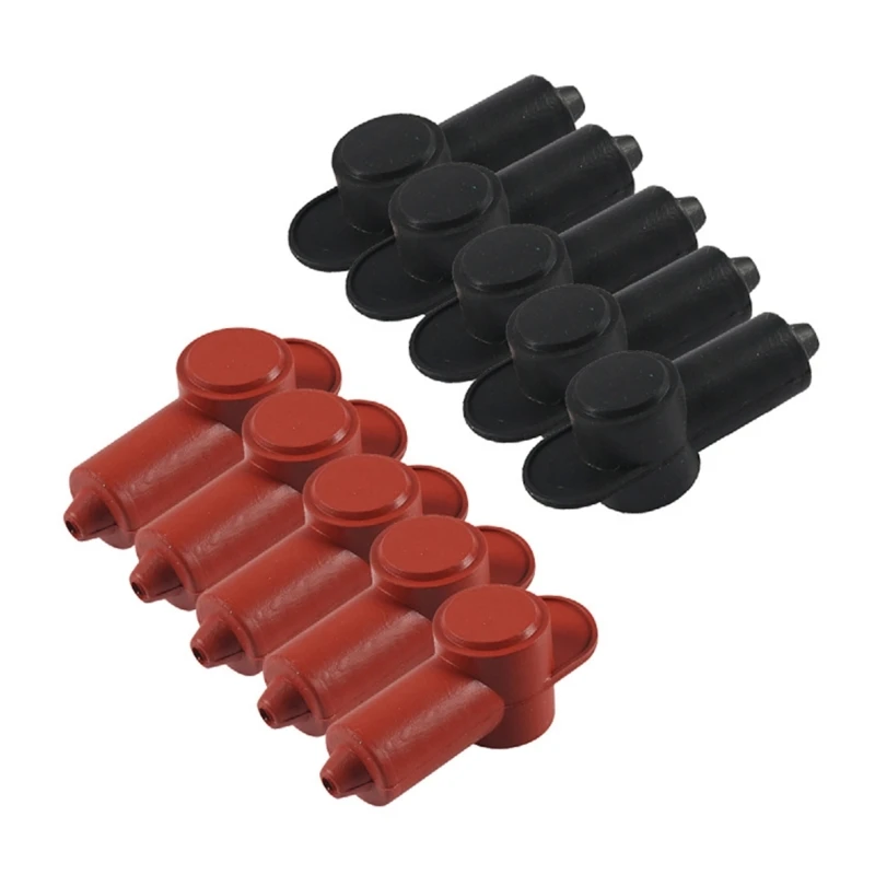 652F 10Pcs Redness and Black Battery Terminal Boots Insulating Cover,Cable Lug Protector Cover Lug Caps for Car Motorbike