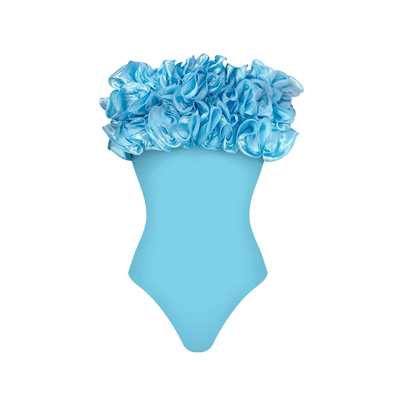 2025 Effen Rode Bloem Eendelig Badpak Luxe Vrouwen Badmode Sexy Badpak Diepe V Monokini Off Schouder Bodysuit Badpak - afbeelding 1