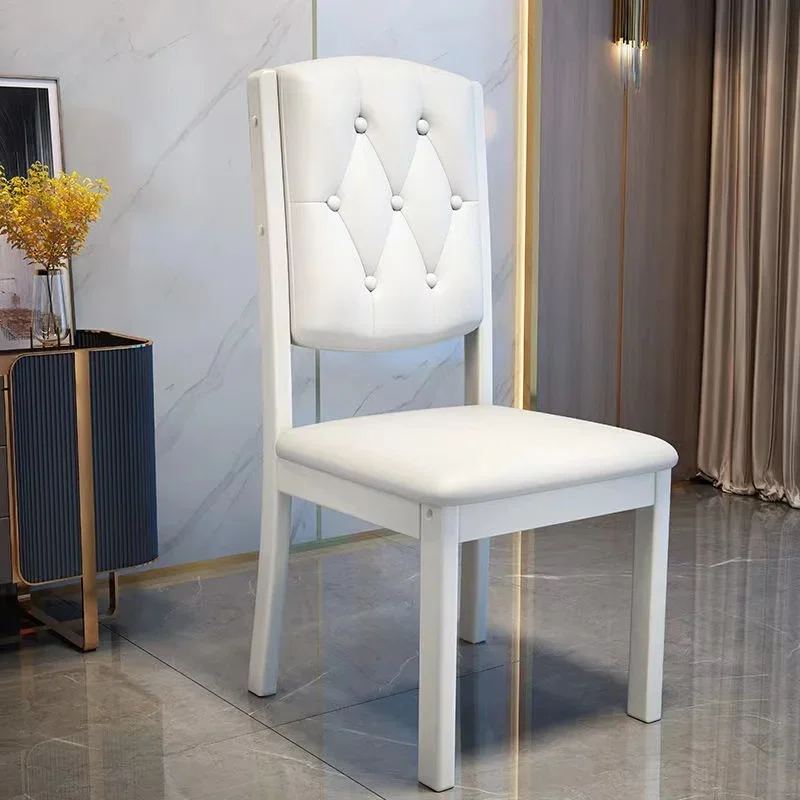 Design Modern Dining Chairs Oak Waterproof Leather Mobile Dining Chair Nordic Wood Armless Cadeiras De Jantar Home Furniture image 6