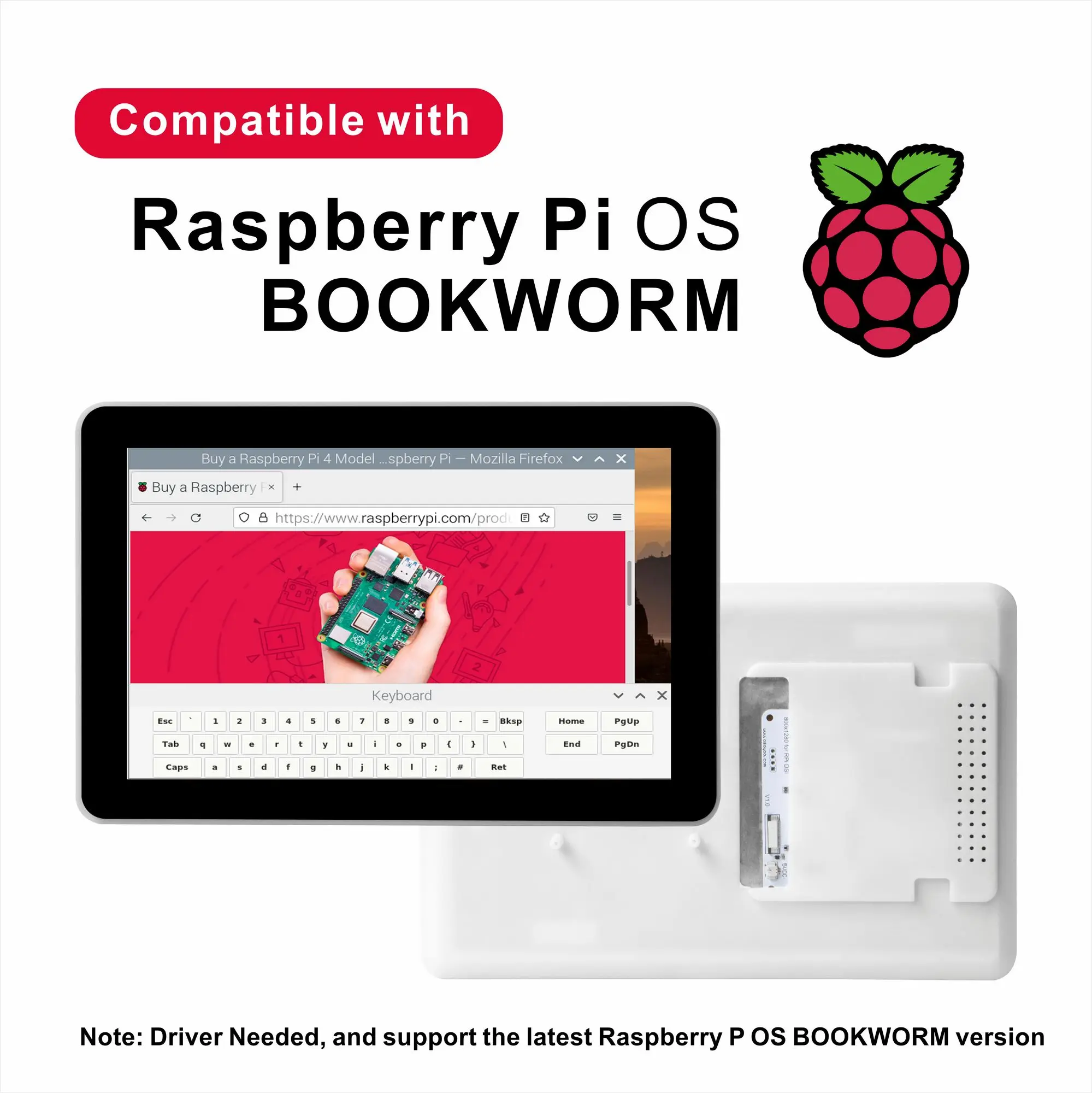 OSOYOO 10.1″ MIPI DSI Touch Screen for Raspberry Pi 5/4/3/2 | IPS 800×1280 | Driver Required | Industrial Embedded Monitor