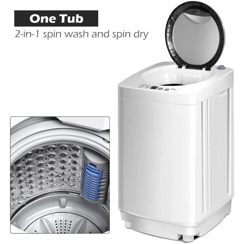 Giantex Portable Washing Machine,Full Automatic Washer and Spinner Combo,with Built-in Pump Drain 8 LBS Capacity Compact Laundry