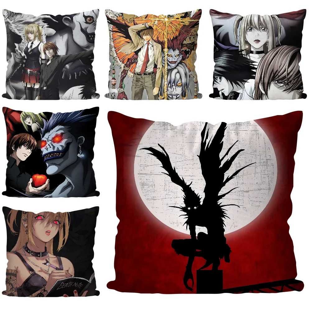 anime D-death note Pillow Case  Cartoon Sofa Decorative Home Double-sided Printing Short Plush Cute Cushion Cover