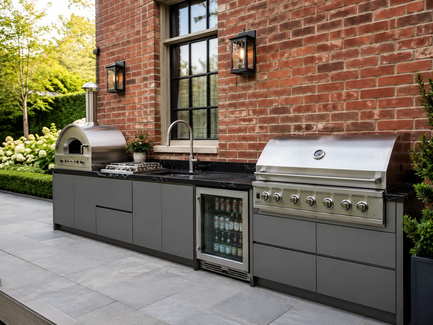 FOODLINE Outdoor Kitchen Combo Unit With Grill Cutout Sink And Drawers For Backyard Patio