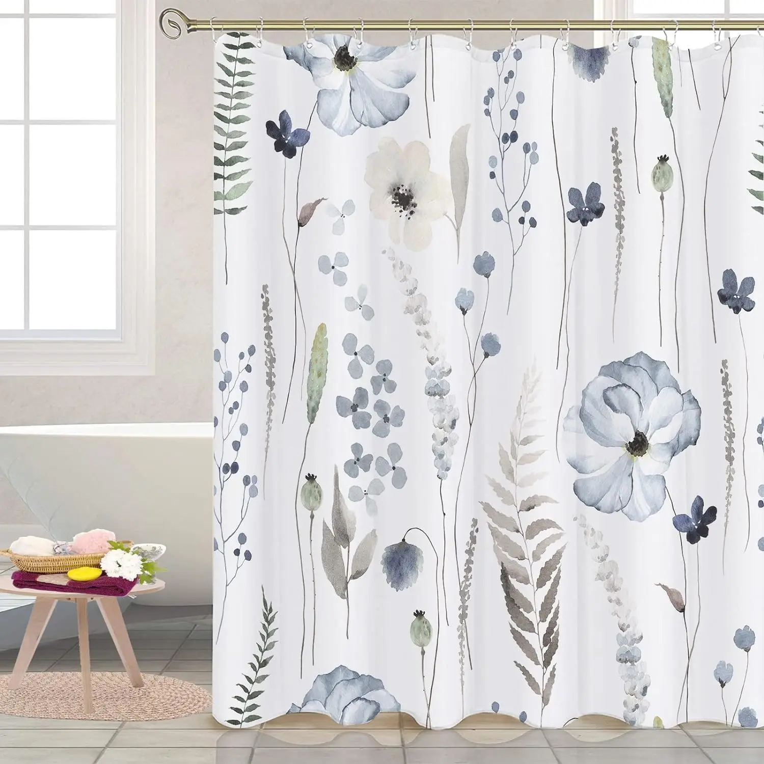 

Тканевая занавеска для душа, полиэстер, водонепроницаемая, быстросохнущая, с утяжеленным подолом, набор занавесок для душа для ванной комнаты (цветок имперассии, 72 дюйма * 7