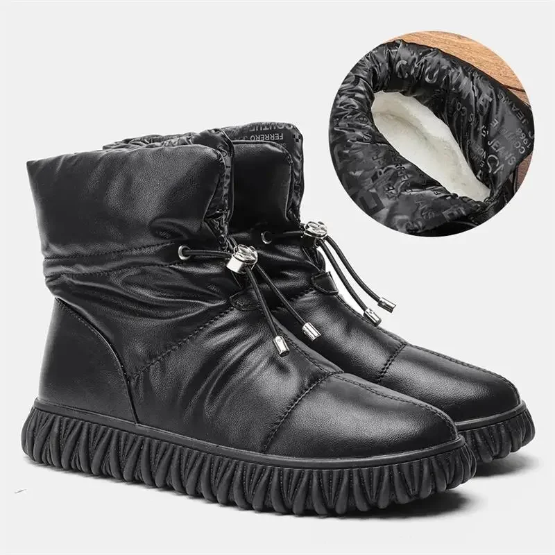 Genuine Leather Women Winter boots Warm Waterproof bread Boots Natural Leather Snow boots #3681 ankle  for women