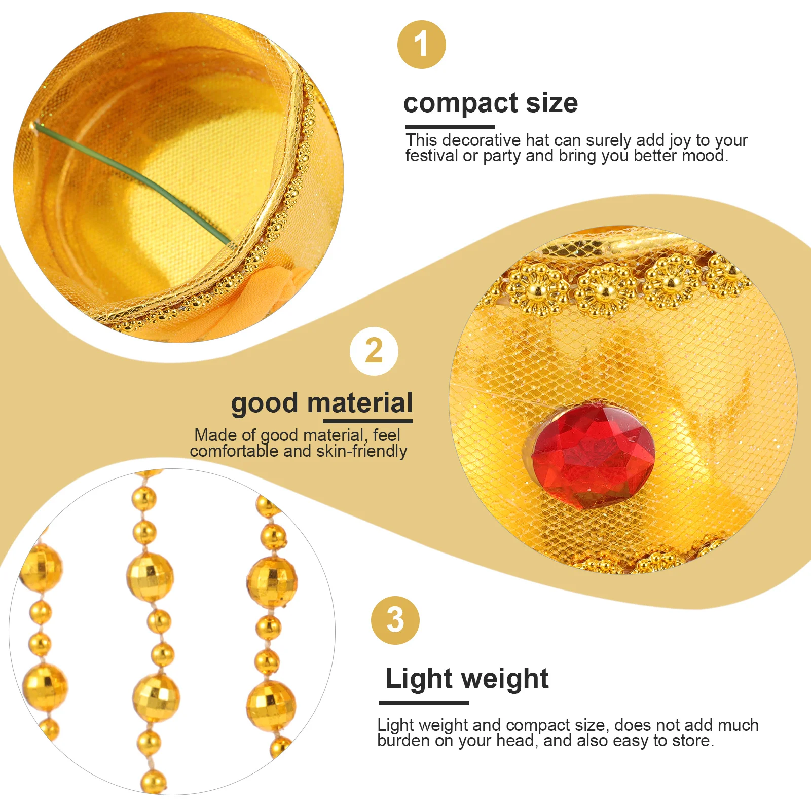 

Chinese Ancient Emperor Cosplay Hat Golden Traditional Costume Prop For Party Festival Stage Performance Decorative