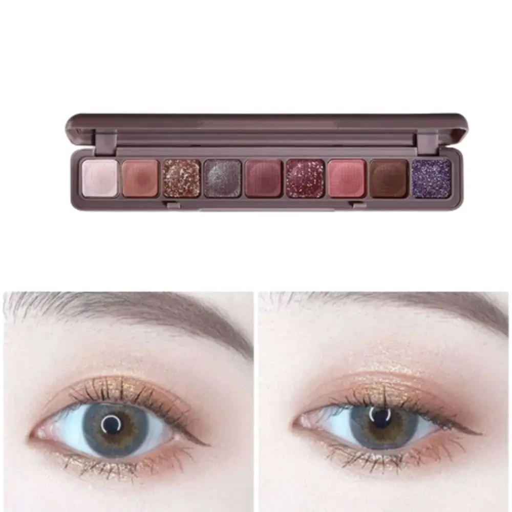 Long Lasting 9 Color Eyeshadow Palette Waterproof Shimmer Keyboard Fingertip Eyeshadow Plate Sparkling Glitter