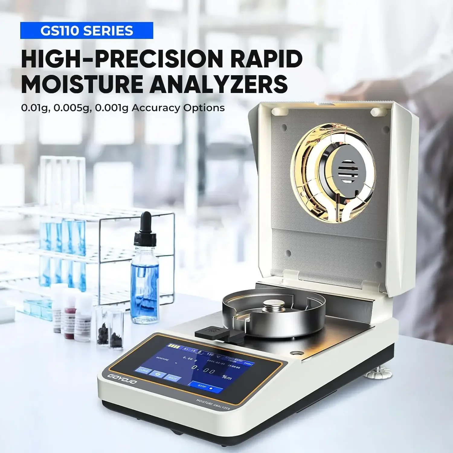

Portable Halogen Moisture Meter for Food Plants & Building Materials Fast Testing Accuracy of 110g-10mg/5mg/1mg