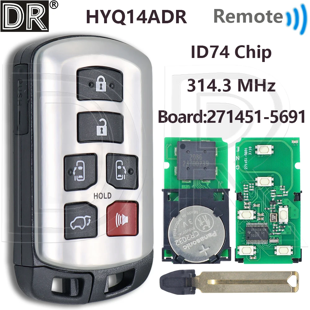 Great HYQ14ADR 4D Chip 314MHz 89904-08010 Car Remote Key For Toyota Sienna 2011 2012 2013 2014 2015 2016 2017 2018 2019 2020