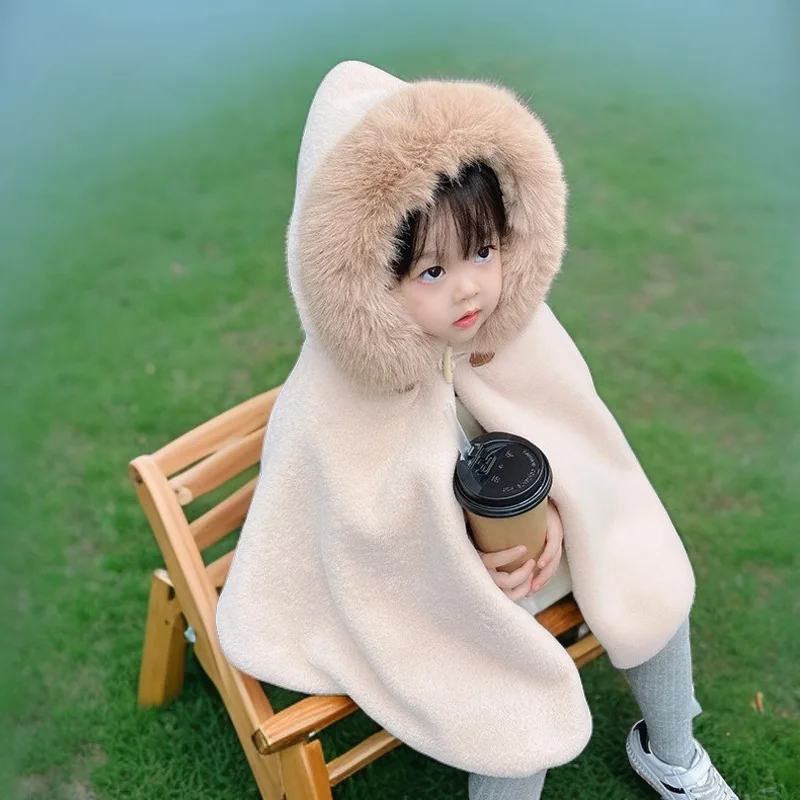 Toddler Baby Girl Cloak Faux Fur Winter Infant Toddler Child Princess Hooded Cape Fur Collar Baby Outwear Top Warm Clothes