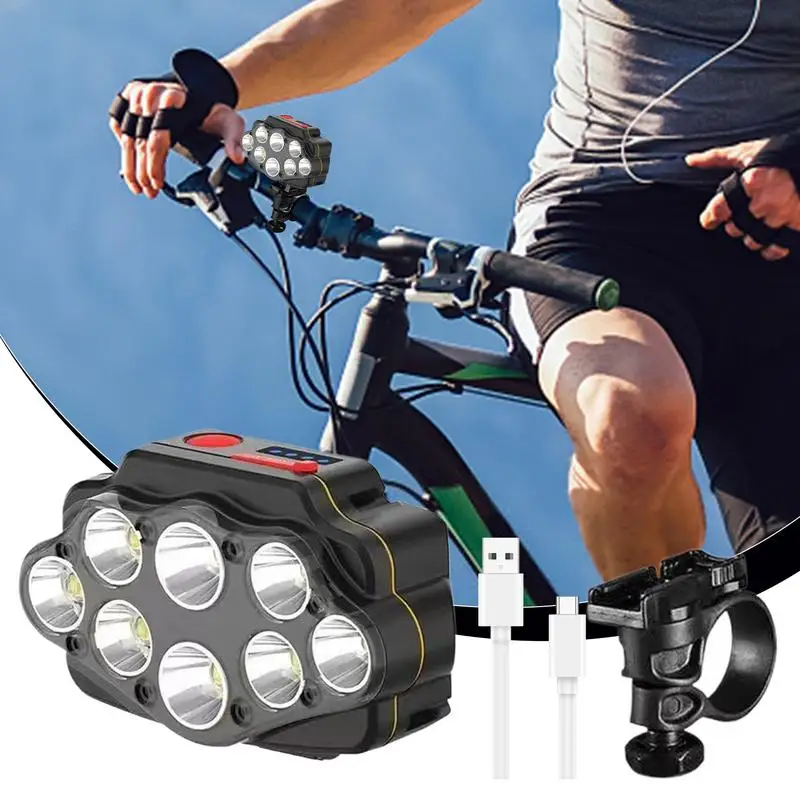 Cycle Front Light Super Bright LED Cycle Headlight Front Light 360 Rotatable Cycle Light With 8 Lights Waterproof Cycle Supplies