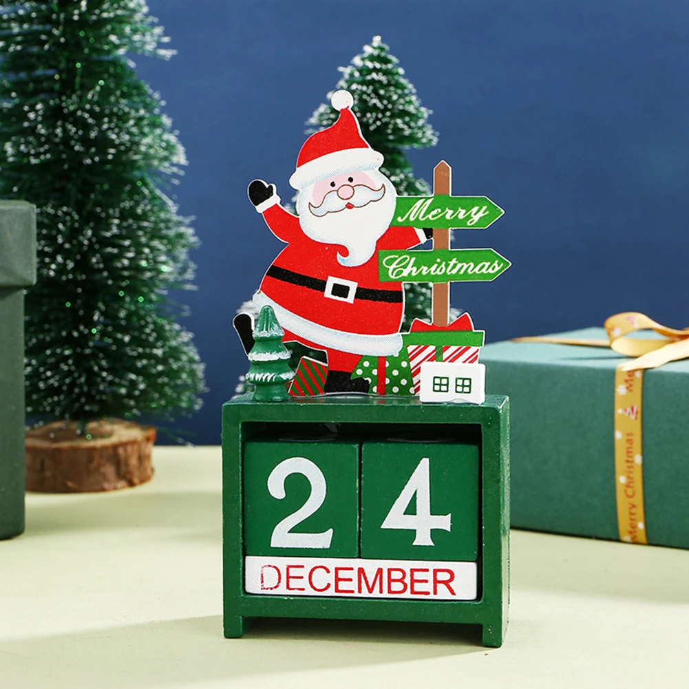 1Pcs Santa Advent Calendar Movable Date Cubes Painted Wood Christmas Advent For Countdown Calendar Desk Home Xmas Decoration