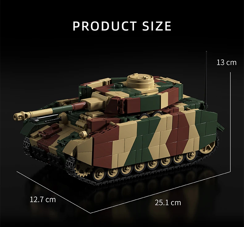 DIY MOC Military Army Main Panzer IV H Heavy Tank Battle Soldier Building Blocks Bricks Set For Adult Gifts Armored Vehicle view 6