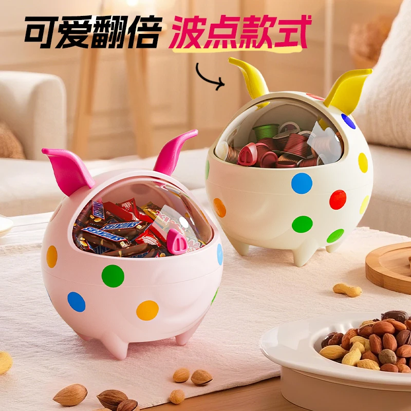 Bote de basura de escritorio, bonita cubierta transparente, contenedor de almacenamiento multifuncional de gran capacidad para oficina y hogar