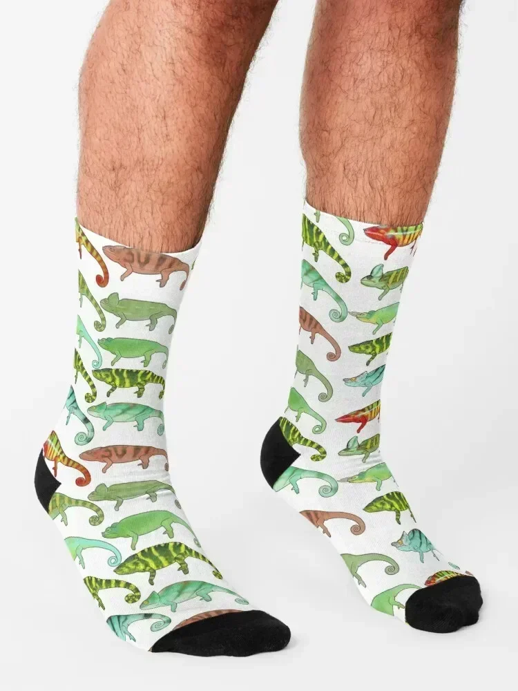 Collection of Chameleons Release 1 Socks retro New year's floor with print Socks Ladies Men's