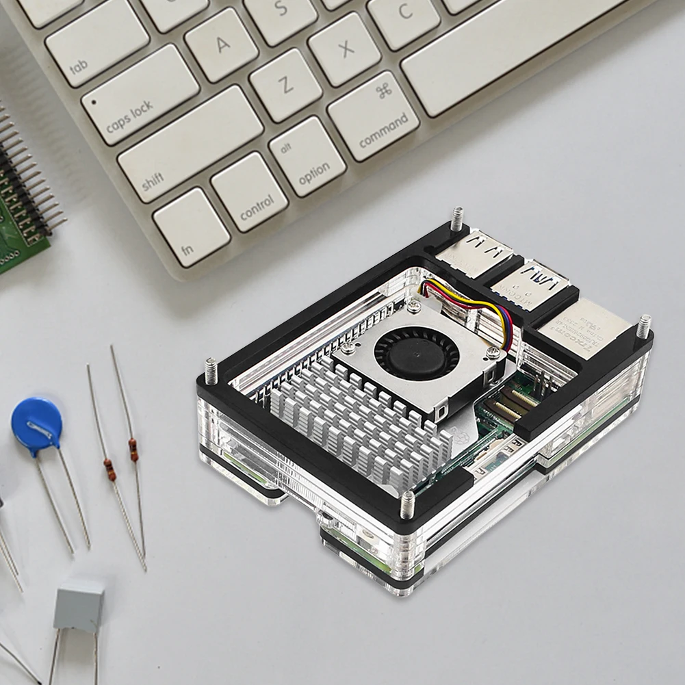 حافظة أكريليك شفافة تدعم مبرد نشط رسمي 9 طبقات صندوق حماية من الأكريليك لـ Raspberry Pi 5 4GB/8GB