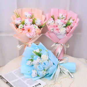 Kartun Hello Kitty Buket Mewah Mainan Boneka Mewah Mainan Anak-anak Boneka Hewan Natal Valentine Hadiah Ulang Tahun Kelulusan 10 penjualan terbaik bunga hello kitty - №