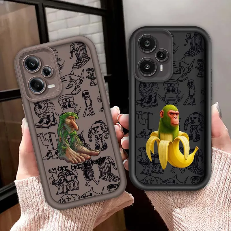 

Brr Brr Patapim Tung Sahur For Xiaomi Mi Poco X3 X4 X5 X6 X7 M4 M5 M5s M6 M7 F4 F5 F6 Pro GT Plus 5G Eye Ladder Phone Case