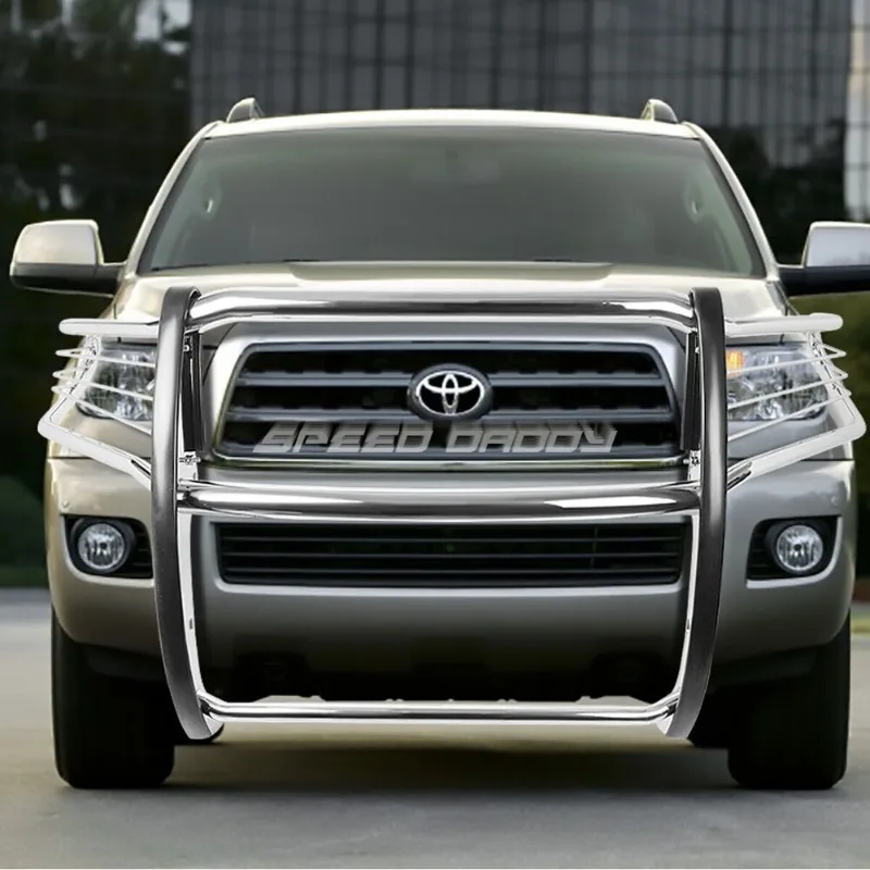 US FOR 2008 2009 2010 2011 2012 2013 2014 2015 2016 TOYOTA SEQUOIA CHROME STAINLESS STEEL FRONT BUMPER BRUSH GRILL GUARD