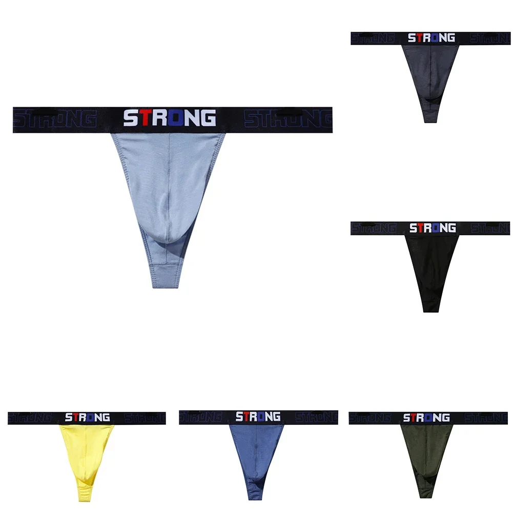 Sexy Men\'s Thongs Letter Elastic Breathable G-String Bulge Pouch Briefs Lingerie Underwear Underpants Panties Brazilian Thong