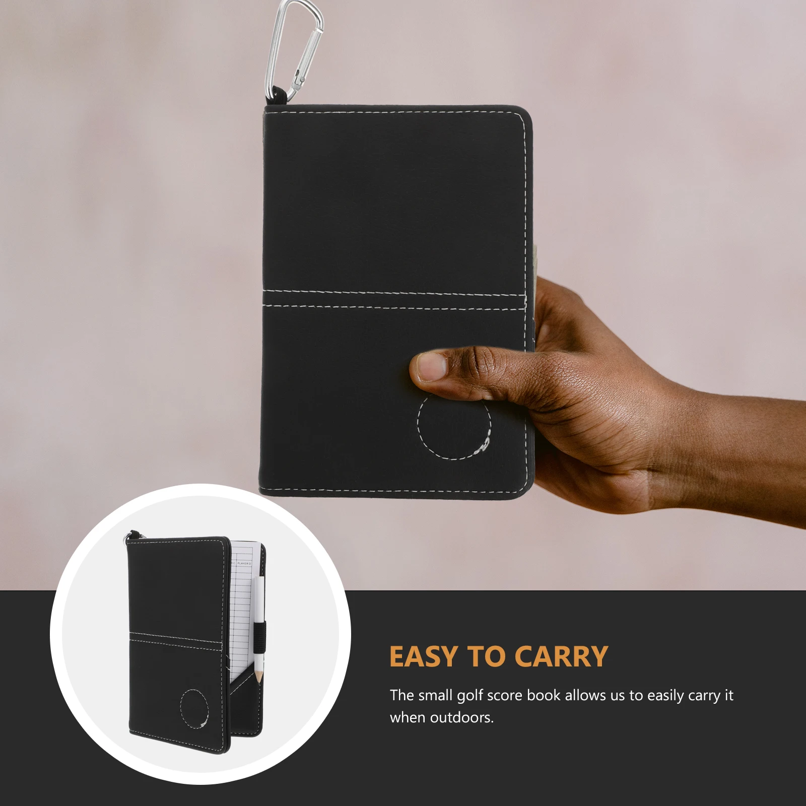 

Golfing Scorebook Lightweight Protector Hardcover Recording Notebook Black Sturdy Durable Pu Sweat Dust Proof Back