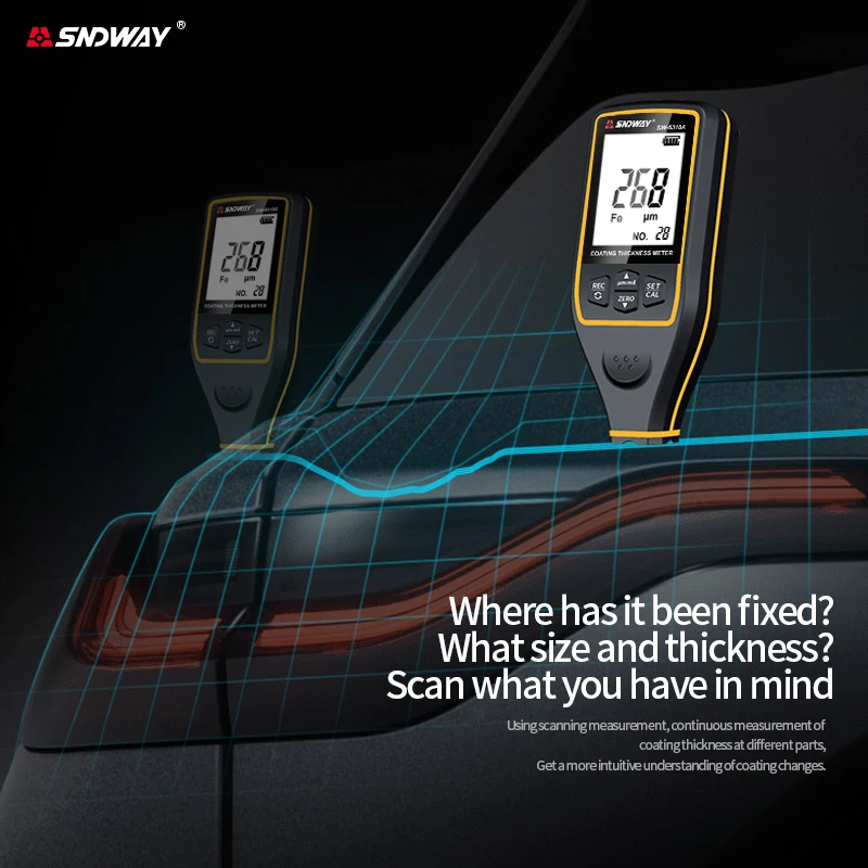 SNDWAY Coating Thickness Gauge For Cars SW-6310A 0.1um/0-1700 FE/NFE Paint Film Thickness Tester Coating Micro Meter Paint Tools