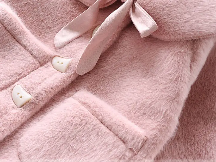 Children\'s Coats Girls\' Fleece-style Thickened Woolen Coat Winter Coat with Horns Buttoned in Fur Winter Clothes for Girls